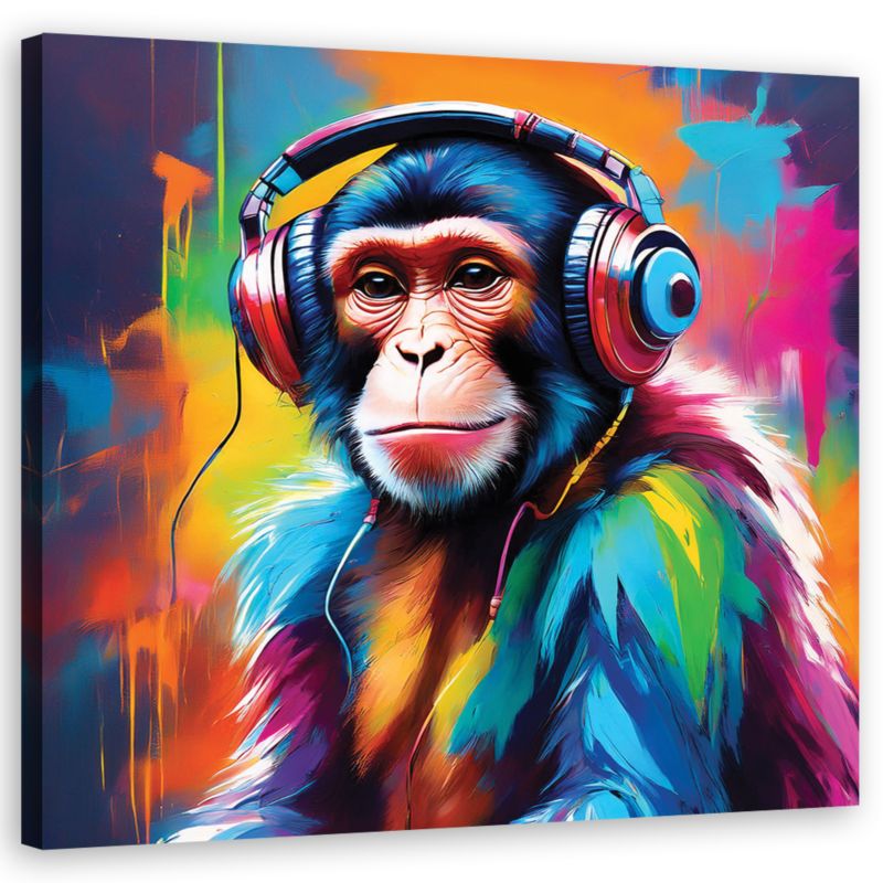 Obraz do salonu sypialni Feeby Kolorowa Małpa Dj 30x30 cm 1szt