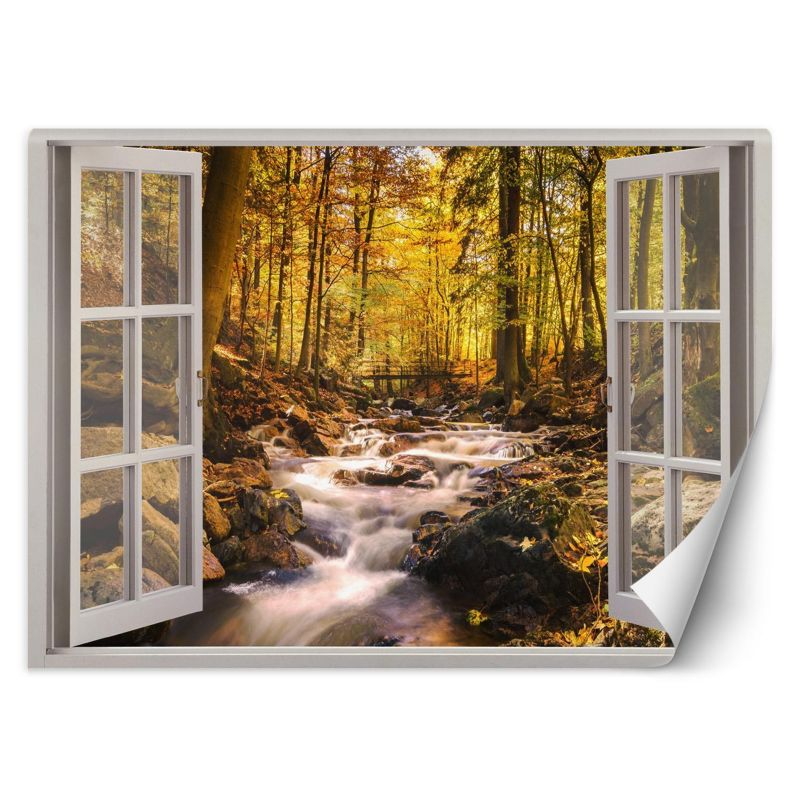 Fototapeta Feeby Okno widok las górski potok 280x200 1 szt