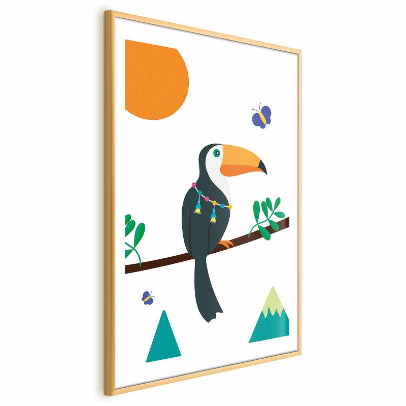 Plakat Artgeist Tukan i motyle 29,7x42 cm z ramą złotą 1 szt