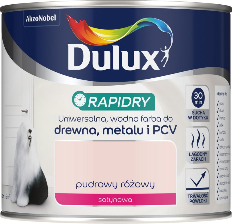 Emalia akrylowa Dulux Rapidry pudrowy róż 0,4 l
