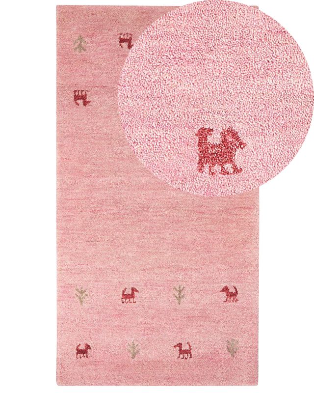Dywan wełniany gabbeh 80 x 150 cm różowy Yulafi 1 szt.