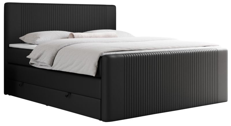 Łóżko kontynentalne MKS Meble KING DOREN 180x200 H3 czarny ekoskóra 1szt.