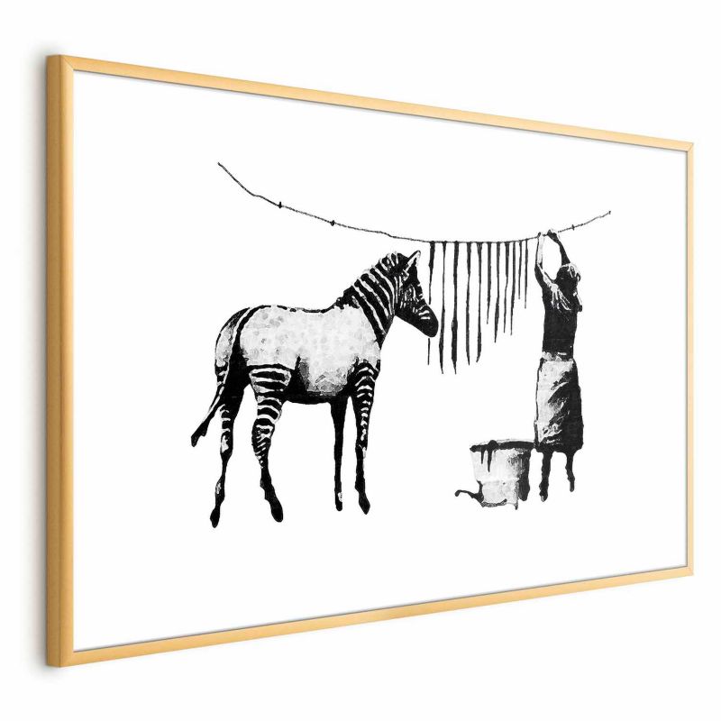 Plakat Artgeist Banksy: Pranie 90x60 cm z ramą złotą 1 szt