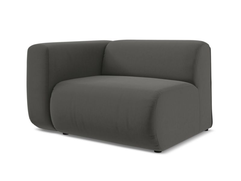Moduł z podłokietnikiem lewy Makamii Ekahi z weluru 114x89 cm stalowy 1 szt.