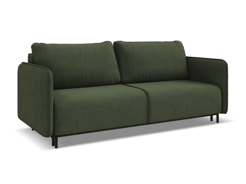 Kanapa 3-osobowa z funkcją spania Makamii Luana z tkaniny strukturalnej 226x92 cm oliwkowy 1 szt.
