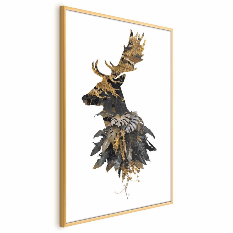 Plakat Artgeist Leśny jeleń 40x60 cm z ramą złotą 1 szt