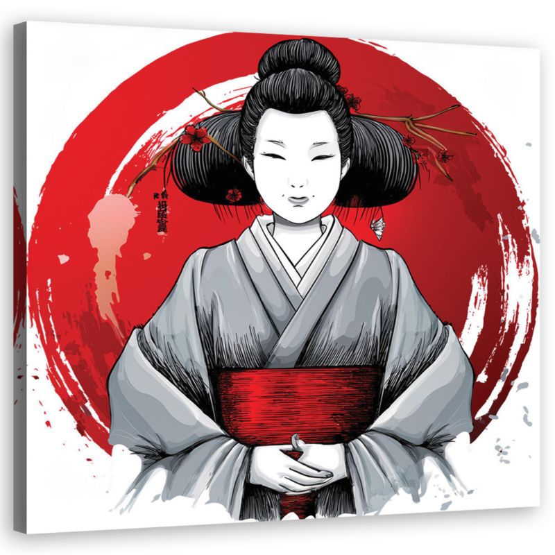 Obraz do sypialni salonu Feeby Gejsza Kimono Ukiyo-E 30x30 cm 1szt