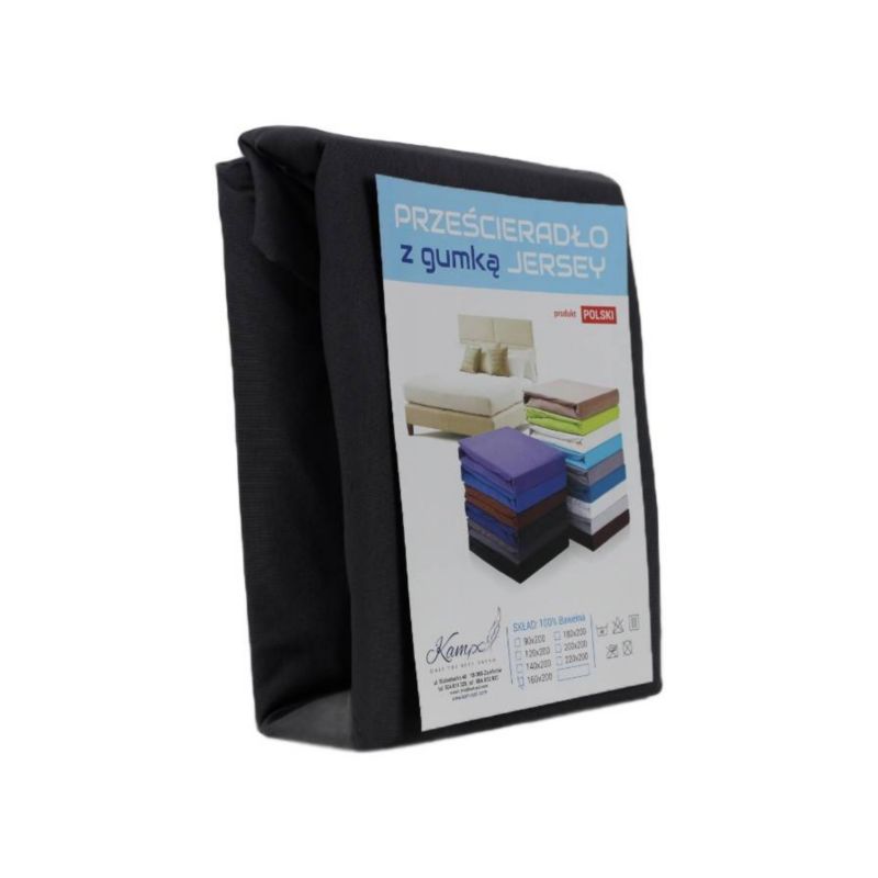 Prześcieradło z gumką Jersey VIP bok 30cm KAM-POL czarne 70x160cm 1 szt.