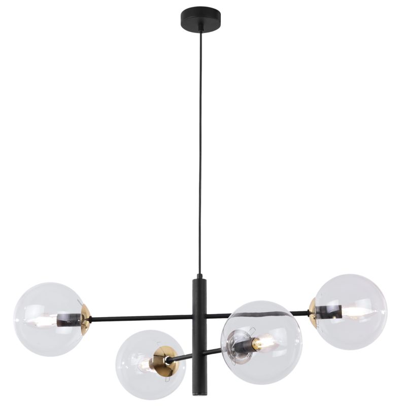 Lampa sufitowa wisząca Light Home LH Siena 4x E14 40W czarny/złoty klosz bezbarwny 1szt.