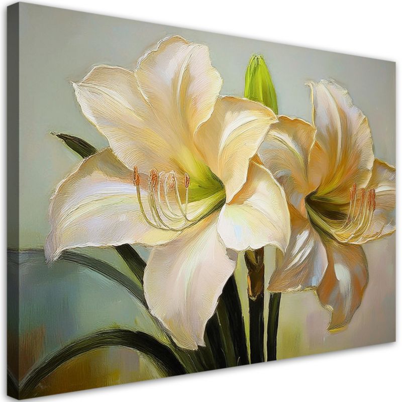 Obraz do salonu sypialni Feeby Kwiaty Lilie Kremowy 120x80 cm 1szt