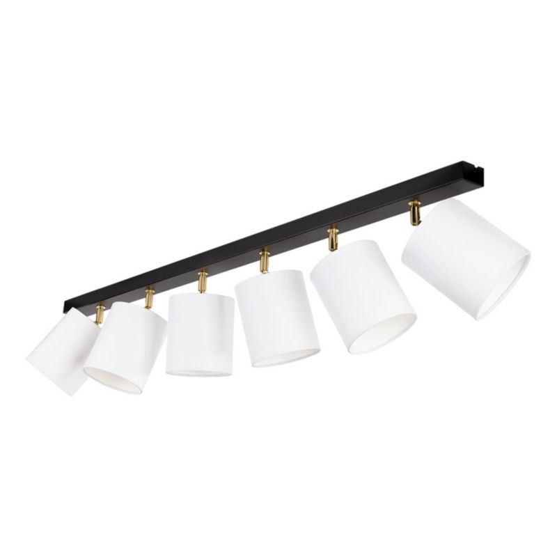 Lampa Sufitowa SPOT Light 6xE27 Max.25W Połączenie Czerni z Białymi Abażurami i Złotym Akcentem, 1 szt.