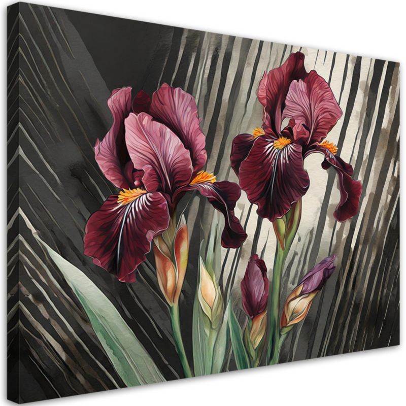 Obraz do salonu sypialni Feeby Irysy Czerwone Kwiaty 90x60 cm 1szt