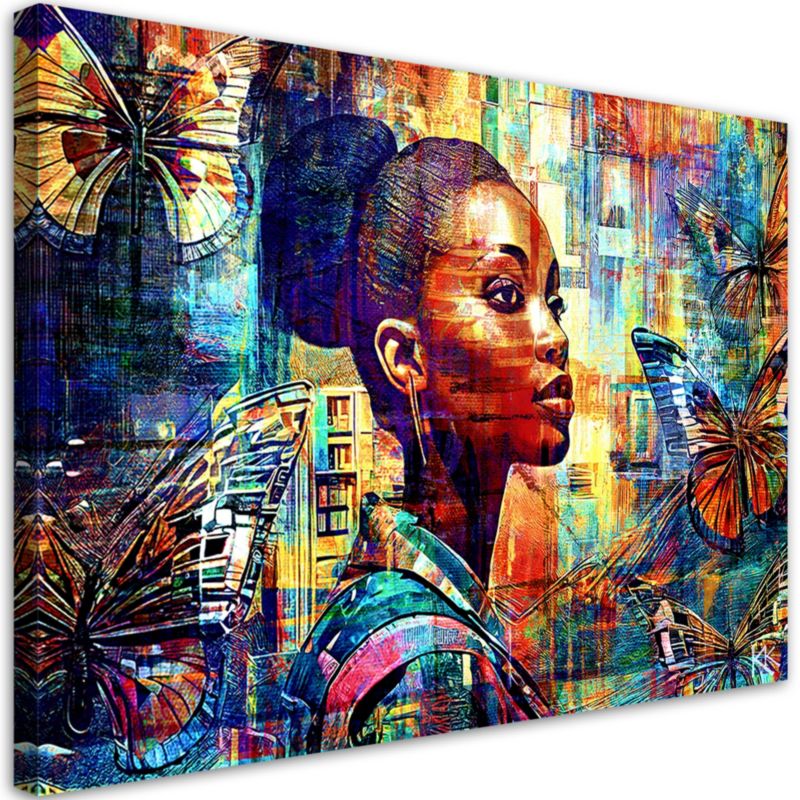 Obraz do salonu pokoju nowoczesny Feeby Afrykańska Kobieta Glamour Kolorowy 90x60cm 1szt
