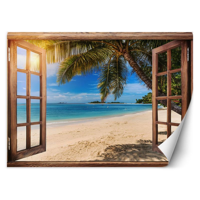 Fototapeta Feeby Widok z okna na Tropikalną plaże 100x70 1 szt