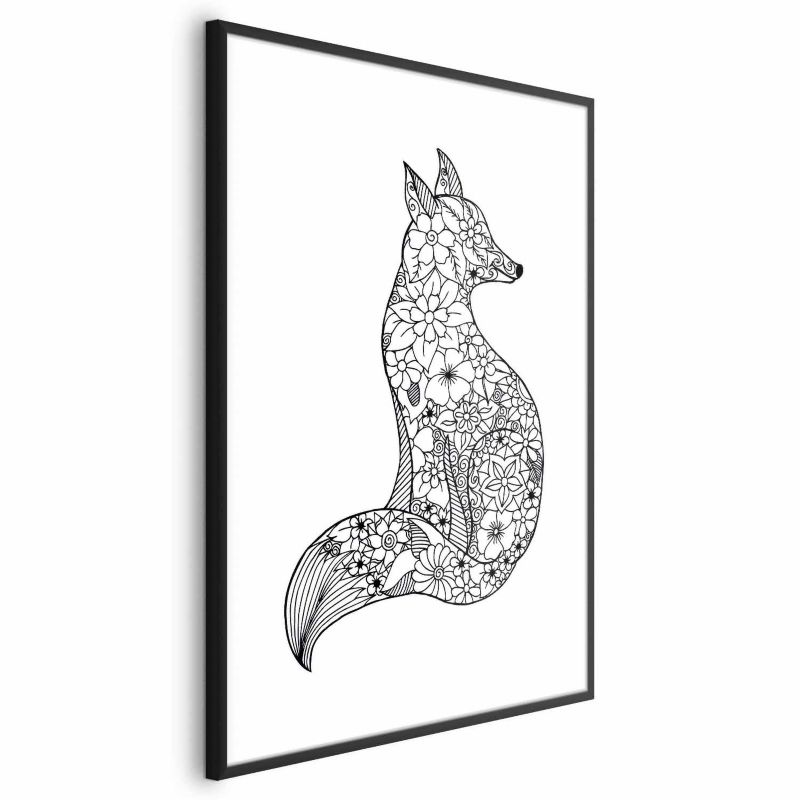 Plakat Artgeist Lis w kwiaty 40x60 cm z ramą czarną 1 szt