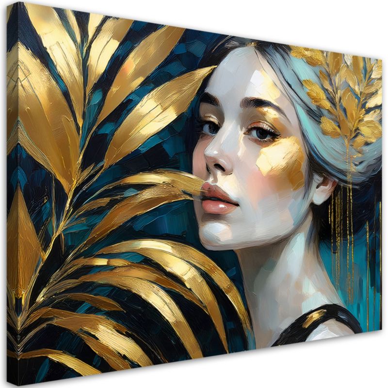 Obraz do salonu sypialni Feeby Portret Kobiety Botanika Glamour 100x70 cm 1szt