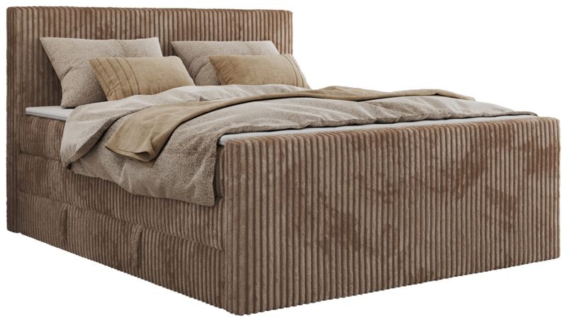 Łóżko kontynentalne MKS Meble TILIANO KING DUO 140x200 H4 brązowy sztruks 1szt.