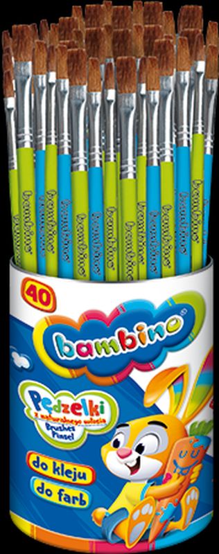 Pędzelki do farb i kleju Bambino mix 40 sztuk w kubku