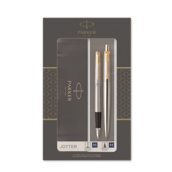 Zestaw długopis+pióro wieczne Jotter stal GT Parker