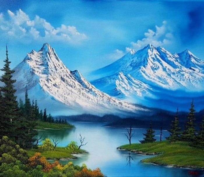 DIAMENTOWA MOZAIKA JEZIORO W GÓRACH PAK 60 30X40