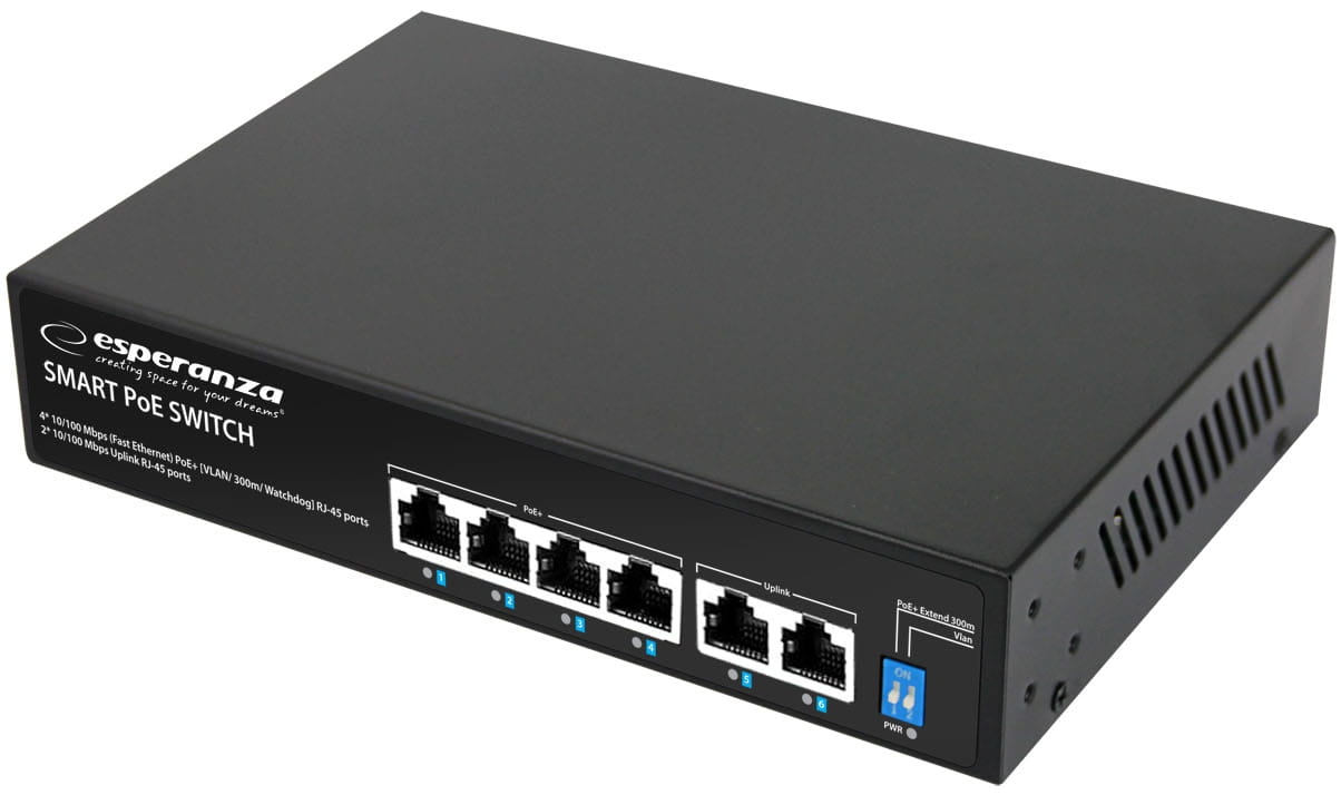 ESPERANZA Switch x6 POE 60W ENS105 SPINNER - Henryx24