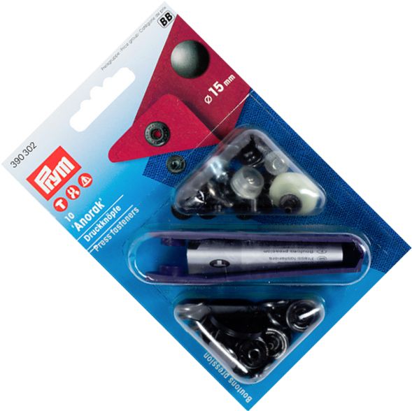 napy do kurtek, bluz czarne fi 15mm PRYM 390302 .