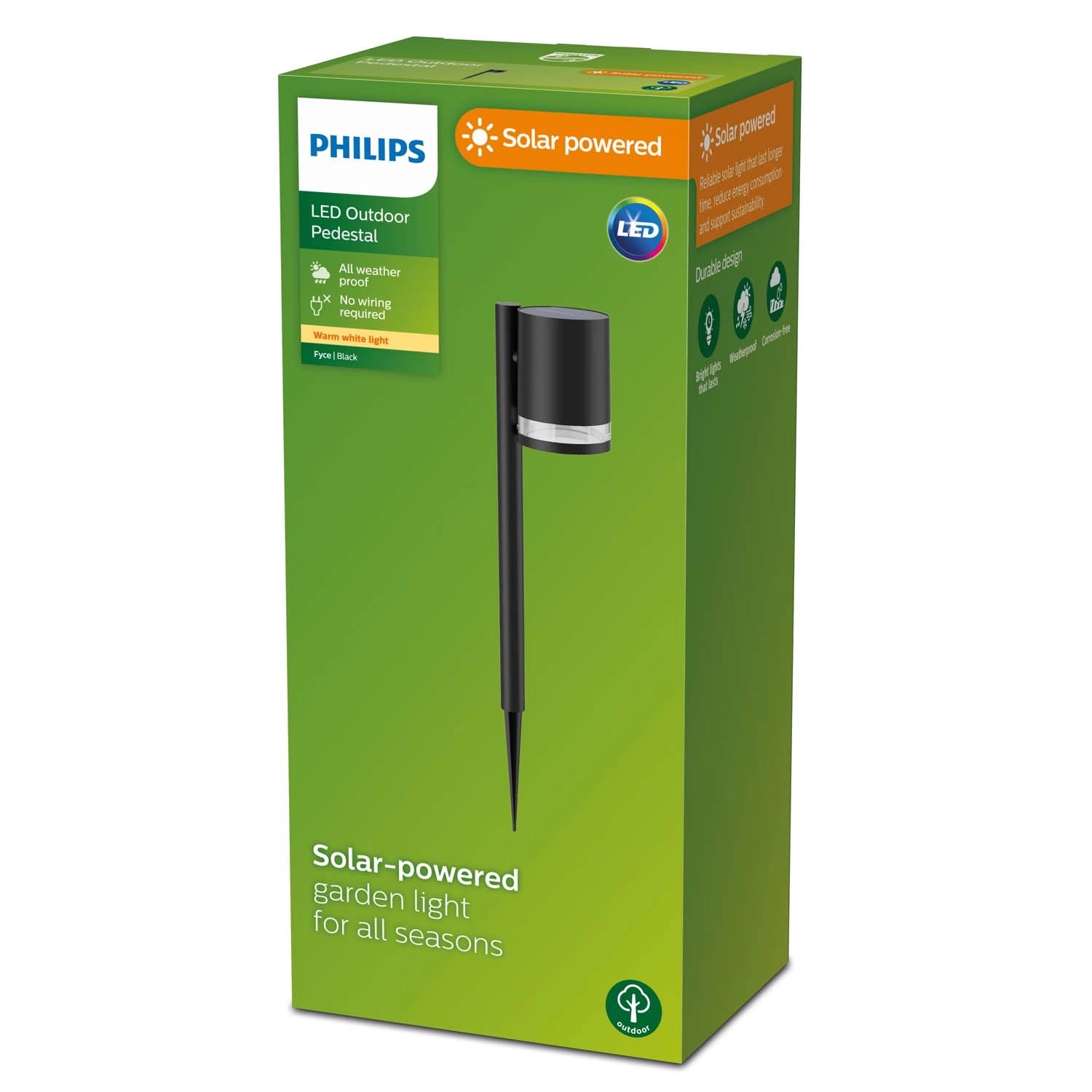 Oprawa solarna słupek Philips Fyce 2700K 1,5W 200lm IP44 czarna