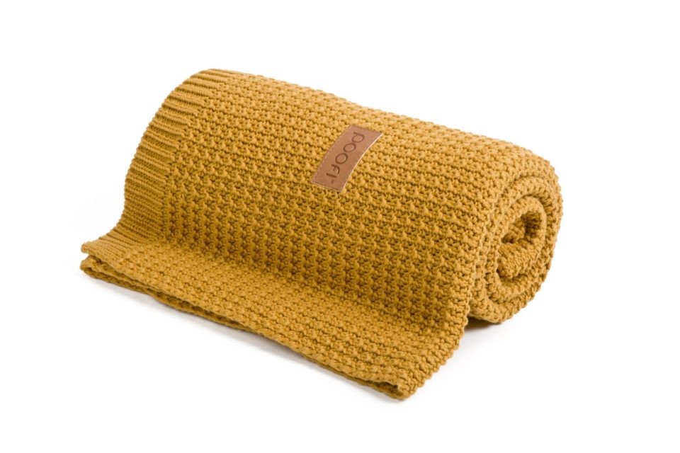 Poofi, Kocyk tkany Organic & Color musztarda