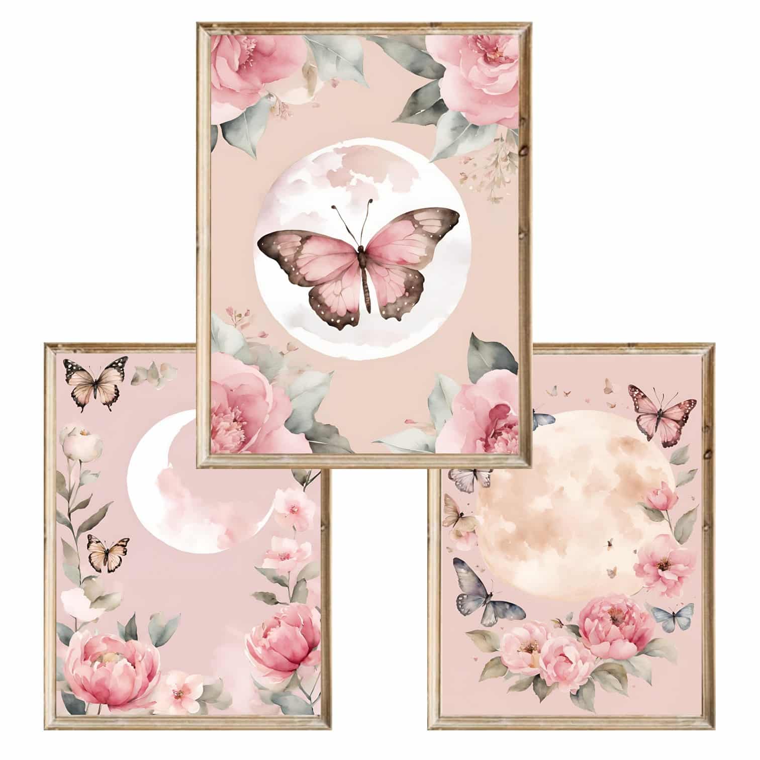 Zestaw trzech plakatów dla dzieci Moon Butterfly - A4