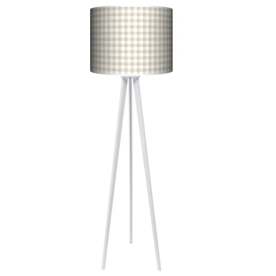 Lampa podłogowa - trójnóg drewniana duża Beżowa Krateczka -kolor podstawy do wyboru FL - czarny
