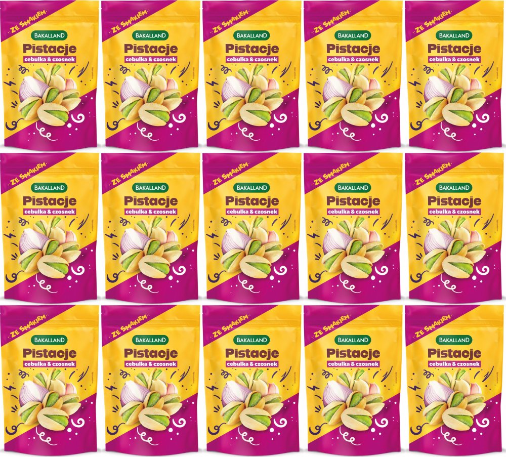 15x Pistacje prażone Bakalland Onion&Garlic, cebulka&czosnek, 70g