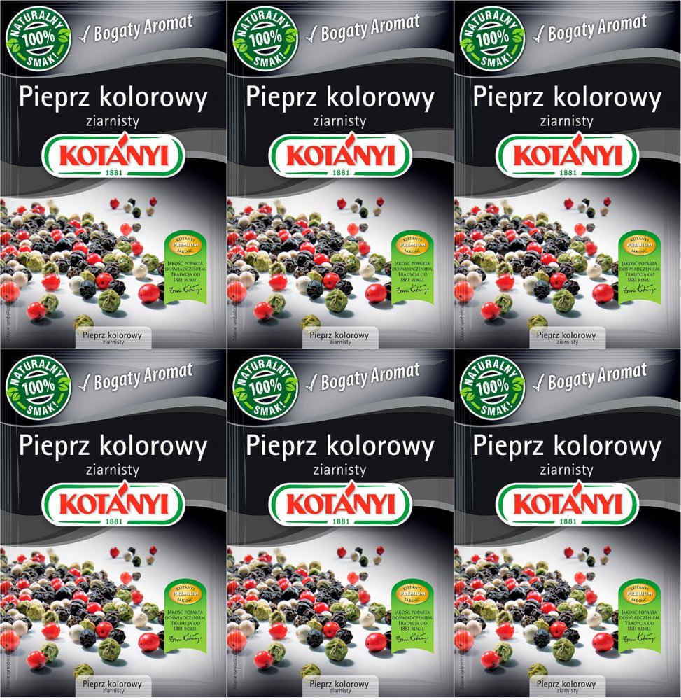 6x Pieprz kolorowy ziarnisty Kotanyi, 16g