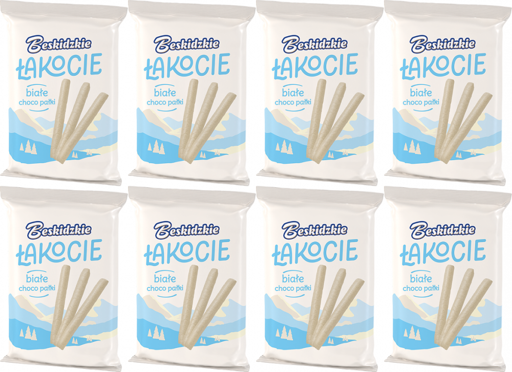 8x Beskidzkie Łakocie Choco Pałki Aksam Białe, 140g
