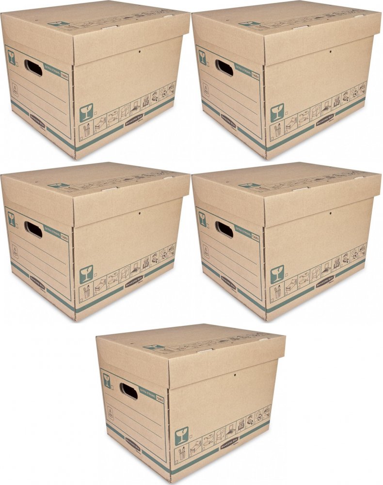 5x Pudło archiwizacyjne Fellowes Bankers Box Extra Strong średnie, 428x312x338mm, brązowy