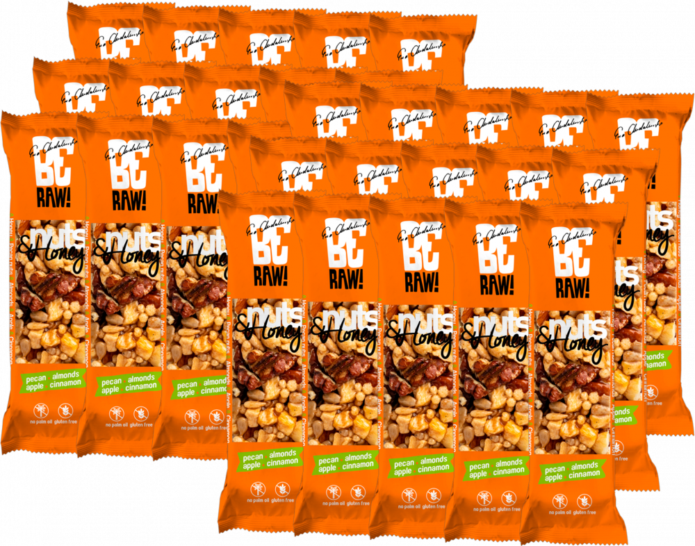 30x Baton BeRAW Nuts&Honey, pekan z miodem, 30g