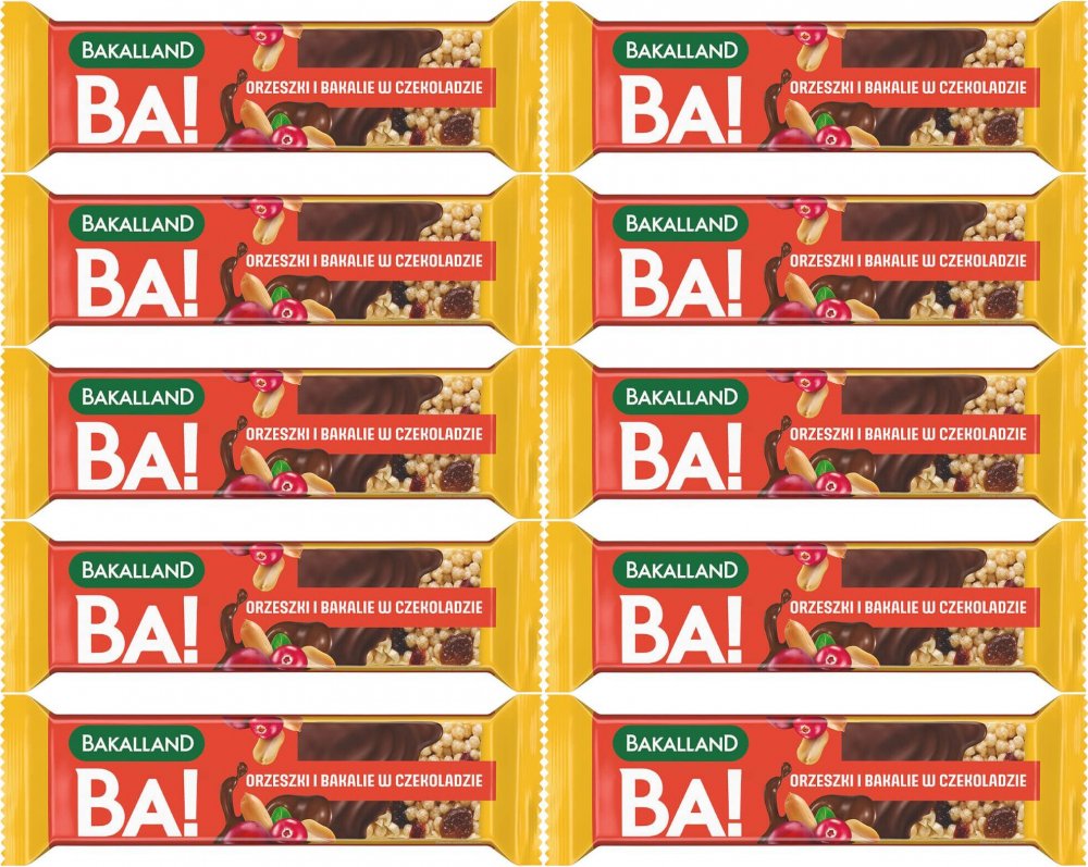 10x Baton Bakalland BA!, orzeszki i bakalie w czekoladzie, 40g