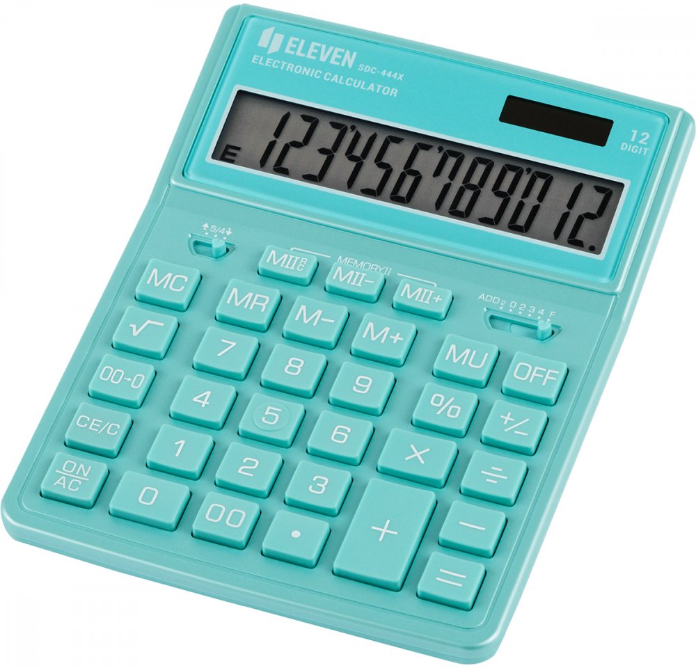 Kalkulator biurowy Eleven SDC-444XRGNE, 12 cyfr, zielony