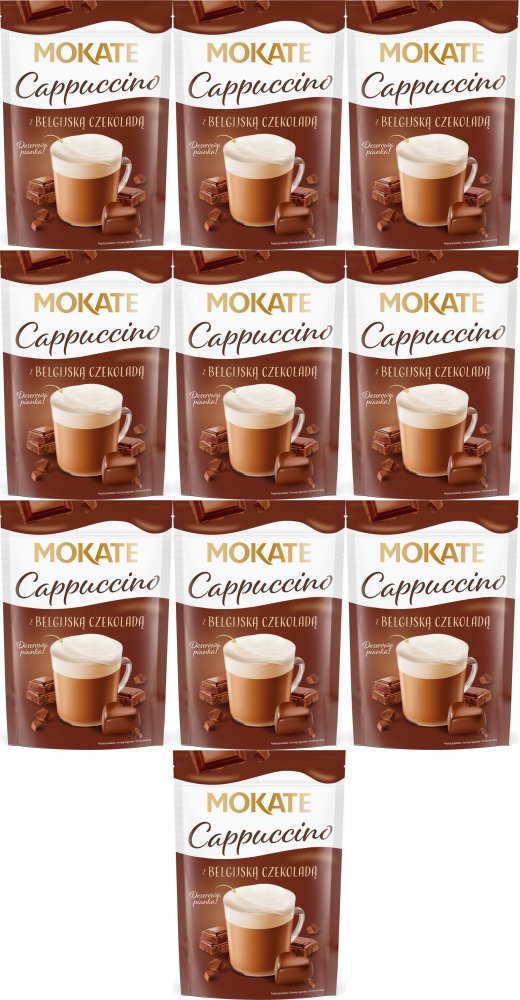 10x Kawa rozpuszczalna Mokate Cappuccino, z belgijską czekoladą, 110g