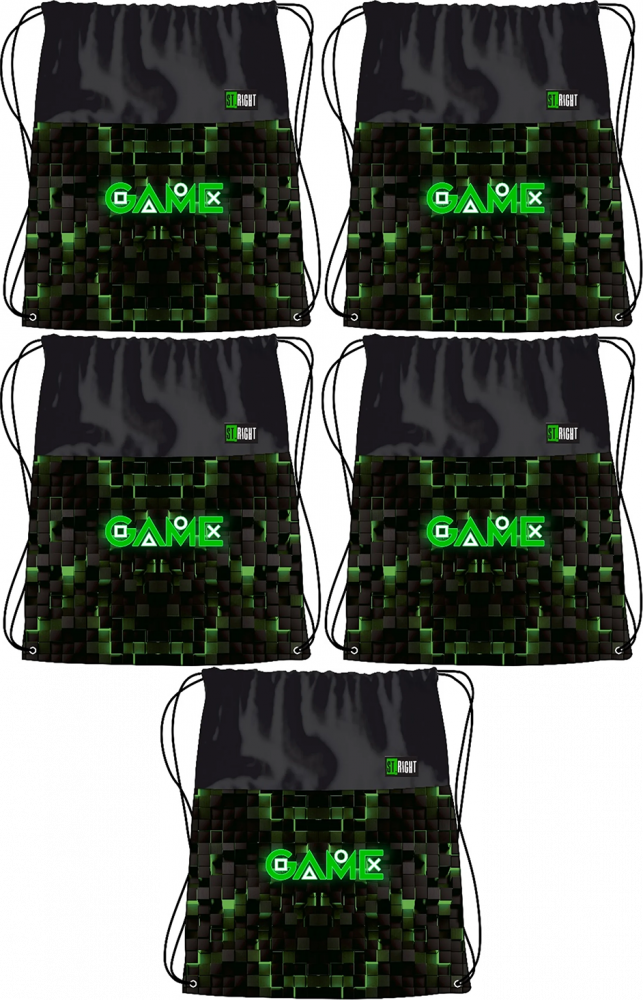 5x Worek na buty St.Right SO1, 34x43cm, Green Game