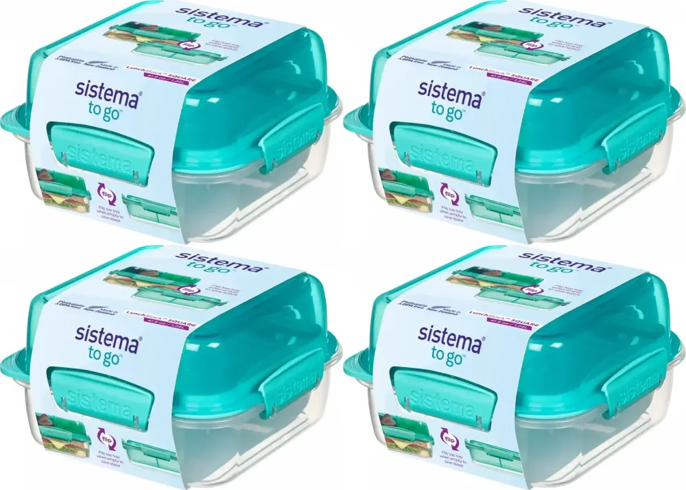 4x Lunchbox składany Sistema Lunch Stack To Go, 1.24l, miętowy