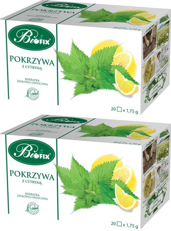 2x Herbata ziołowa w torebkach Bifix, pokrzywa z cytryną, 20 sztuk x 1.75g