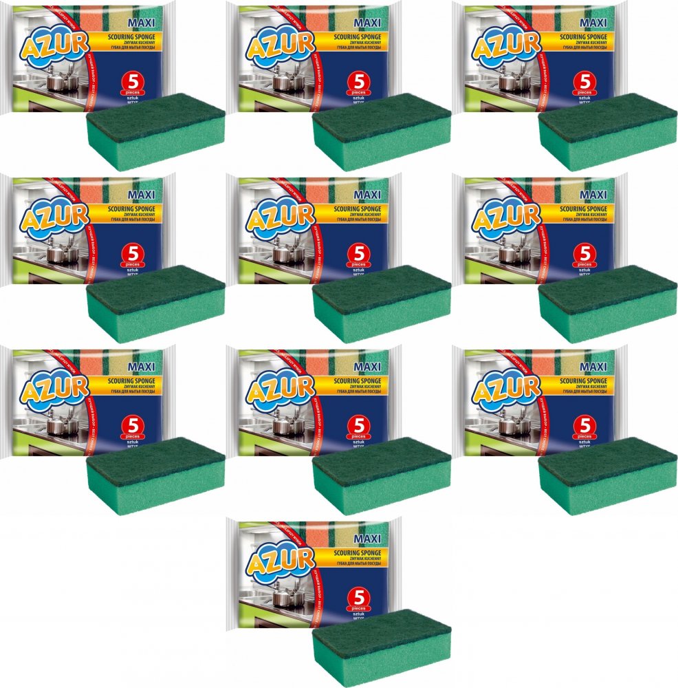 10x Zmywak kuchenny Azur Maxi, 5 sztuk, mix kolorów