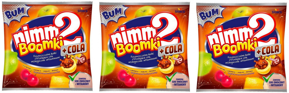 3x cukierki Storck Nimm2 Boomki + Cola, mix smaków, 90g
