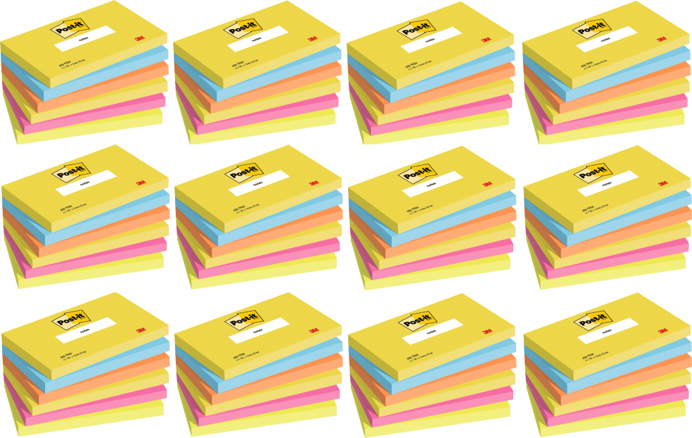 12x Karteczki samoprzylepne Post-it Paleta Energetyczna, 76x127mm, 6x100 karteczek, mix kolorów