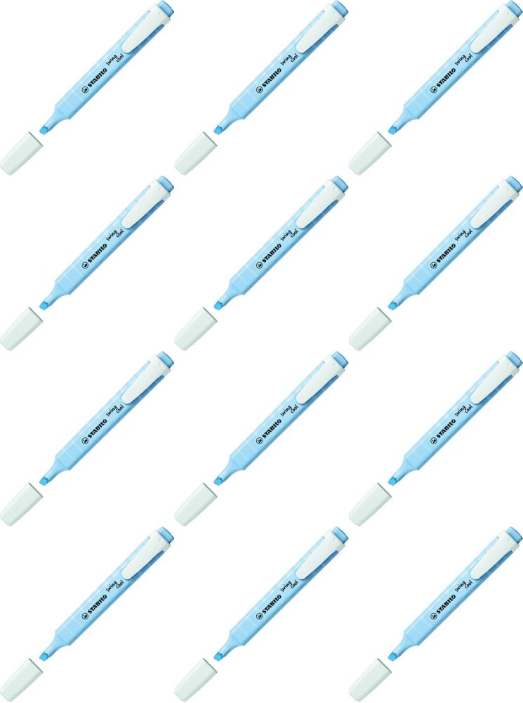 12x Zakreślacz Stabilo Swing Cool Pastel, ścięta, pastelowy, błękitna bryza