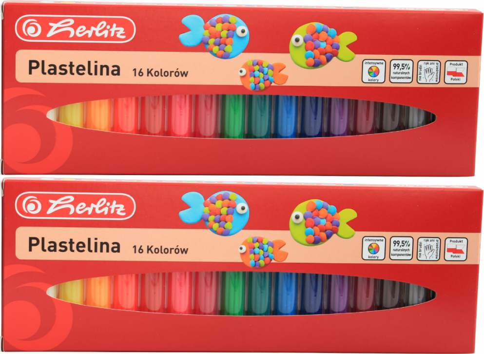 2x Plastelina Herlitz, 16 kolorów