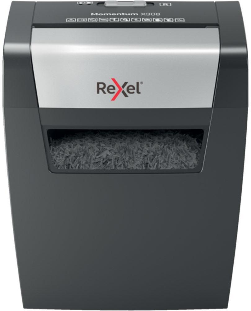 Niszczarka do papieru Rexel Momentum X308, konfetti 5x42mm, 8 kartek, P-3 DIN, czarny