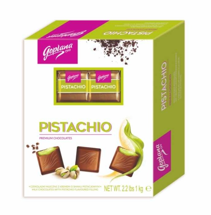 Bombonierka Goplana Pistachio Czekoladki z klasą, pistacjowy z nadzieniem alkoholowym, 1kg