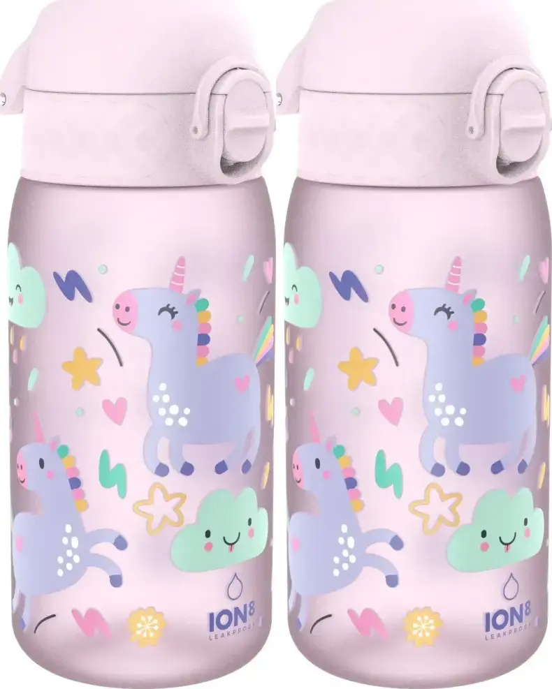 2x Bidon ION8 Unicorns, recyclon/tritan, 350ml, różowy
