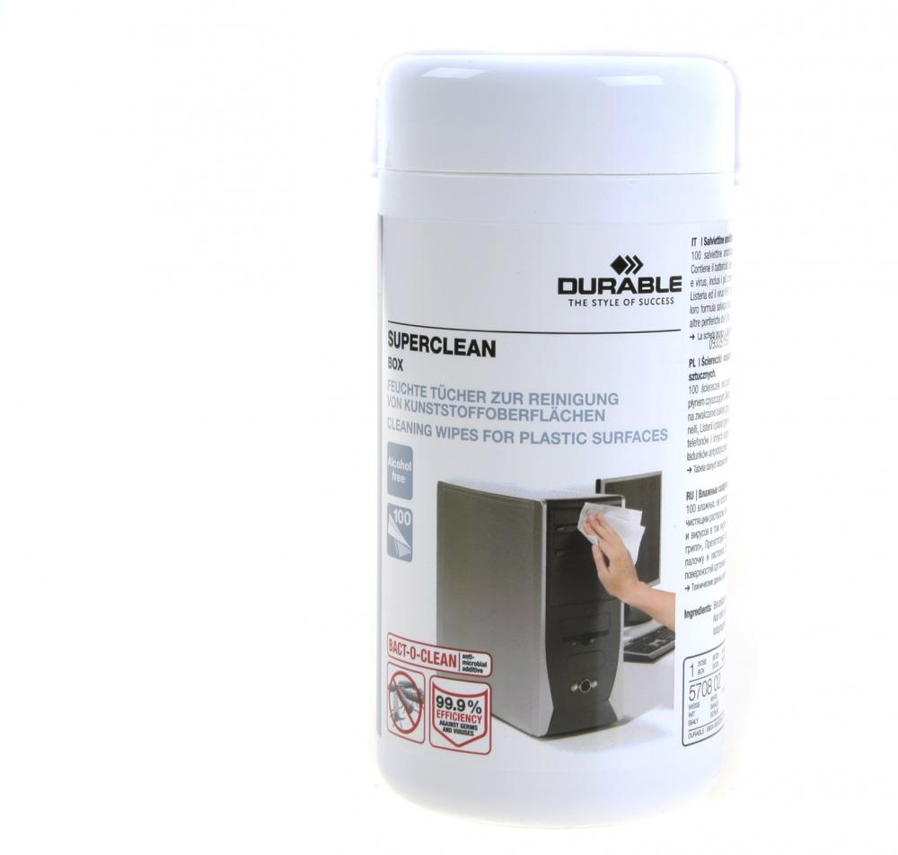 Chusteczki antyelektrostatyczne do plastiku Durable, tuba, 100 sztuk